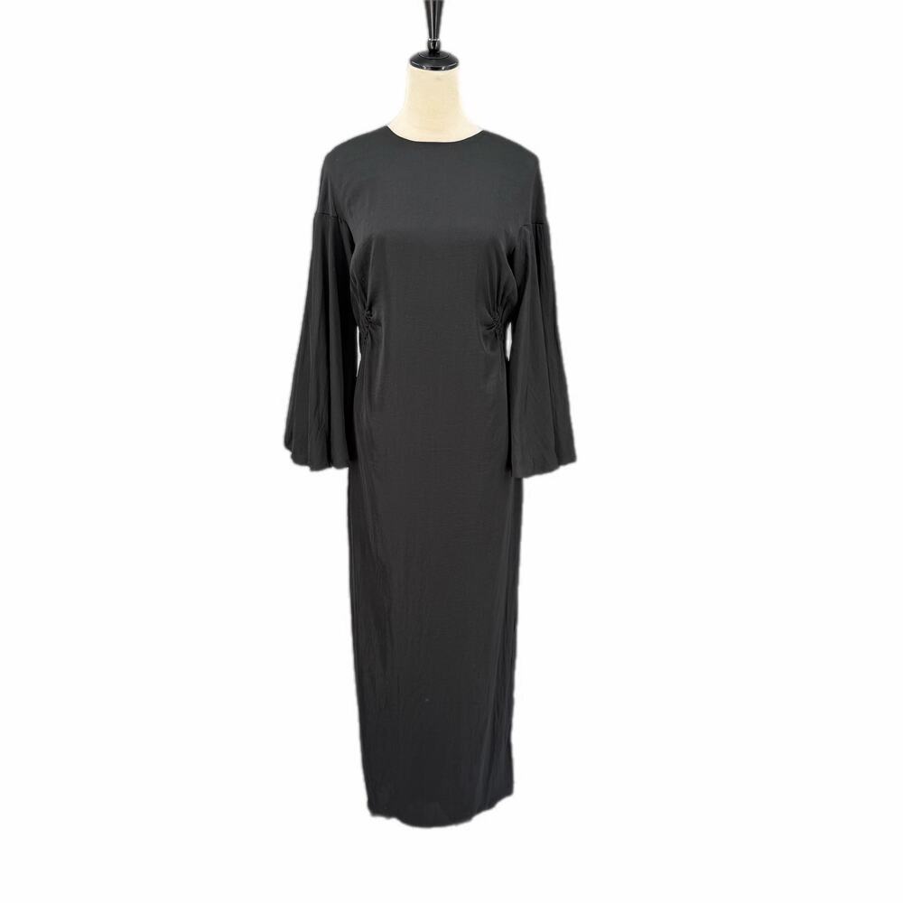Parfois NEW M/L Black Open Back Tie Witchcore Whimsy Goth Chic Simple Maxi Dress